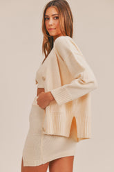 3 Piece Sweater Set with Crop Cami, Mini Skirt, Cardigan Mable